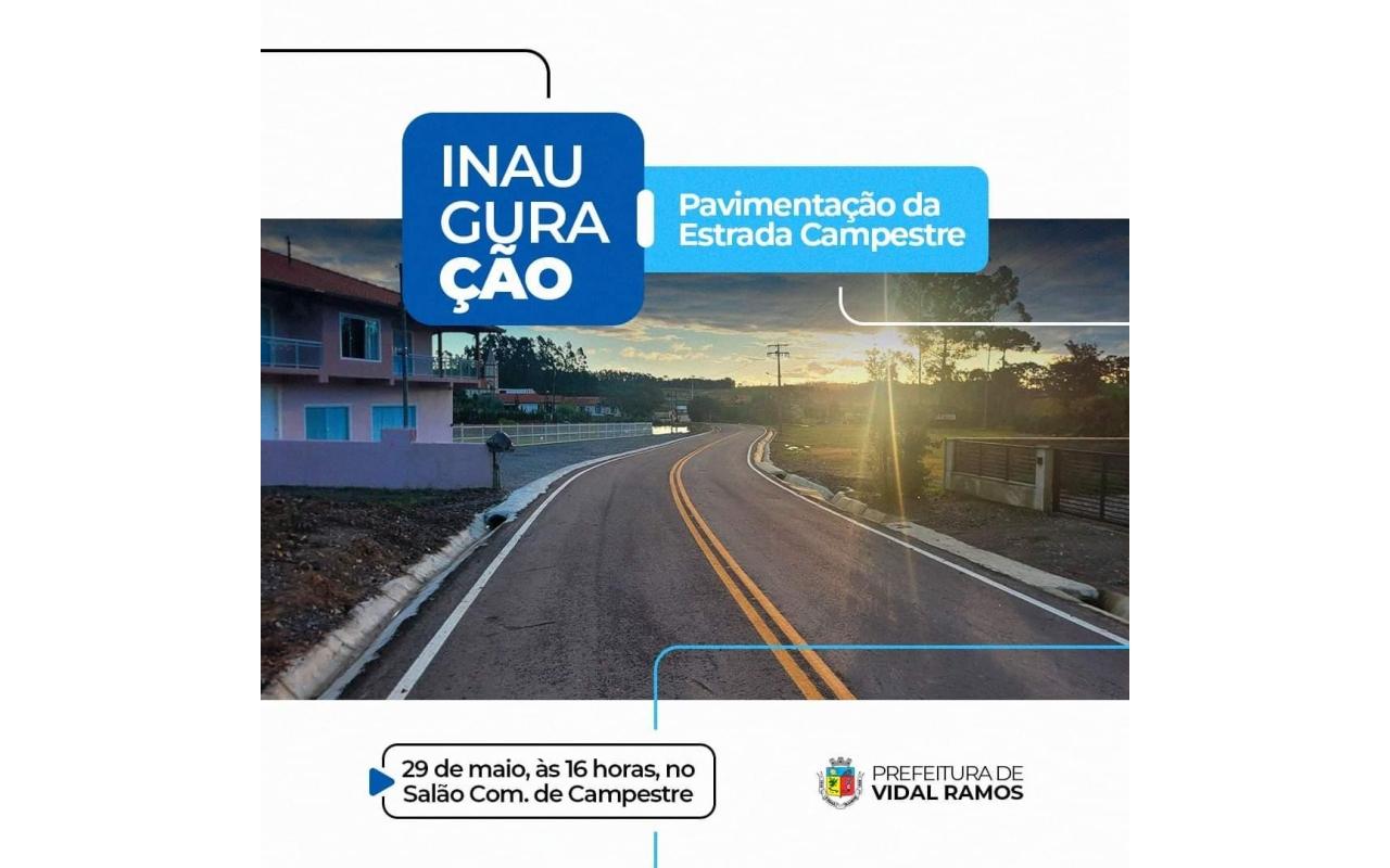 Pavimentação asfáltica da comunidade de Campestre em Vidal Ramos será inaugurada nesta quarta-feira (29)