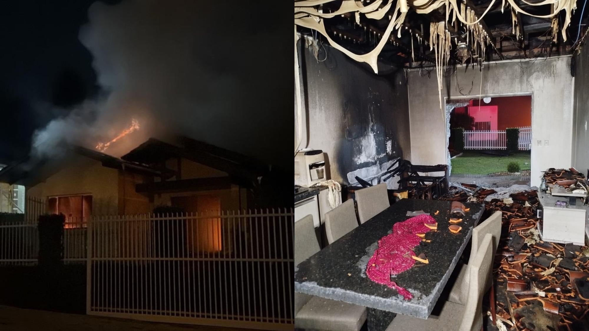 Incêndio atinge casa no Alto Vale na noite desta sexta-feira (01)