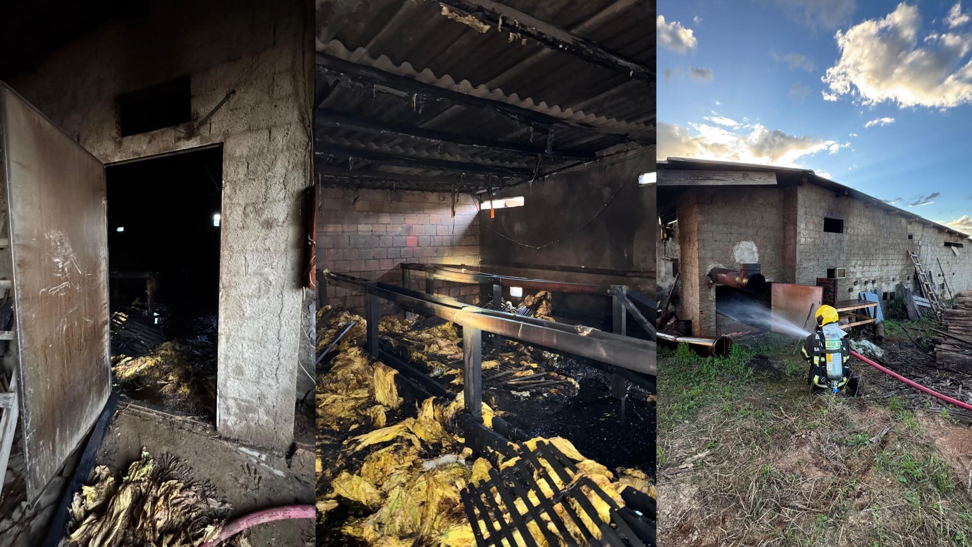 Incêndio atinge estufa de fumo em Agrolândia