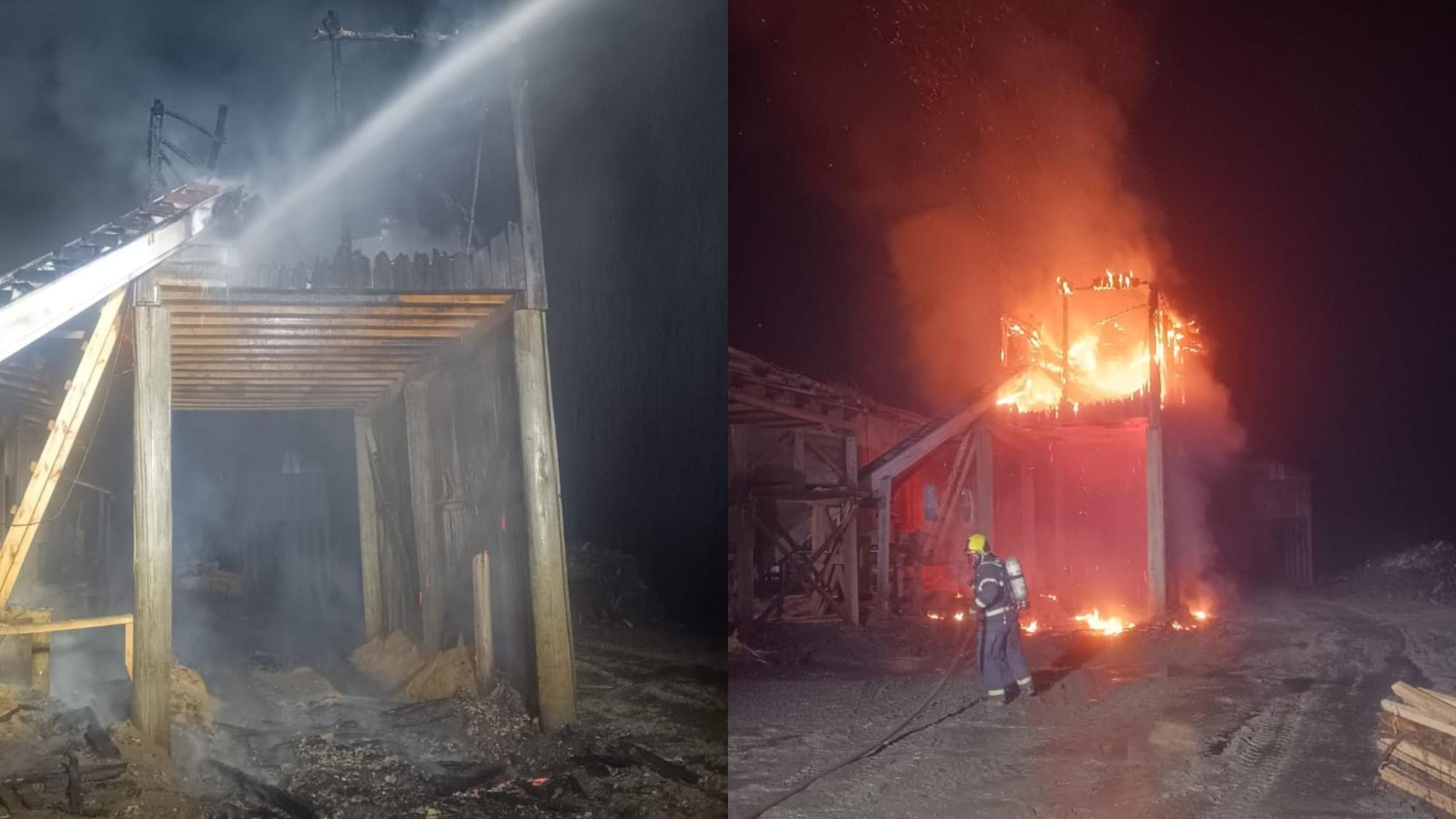 Incêndio atinge silo de serragem e causa prejuízo estimado em R$ 30 mil em Pouso Redondo