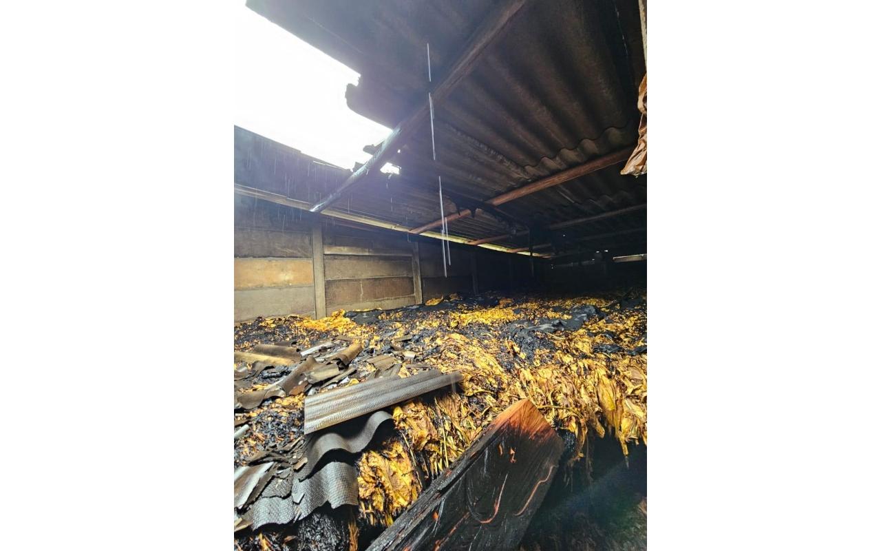 Incêndio destrói estufa de secagem de fumo e equipamentos agrícolas em Chapadão do Lageado