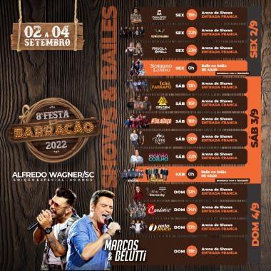 Inicia nesta sexta-feira (2) em Alfredo Wagner a 8ª festa do Barracão