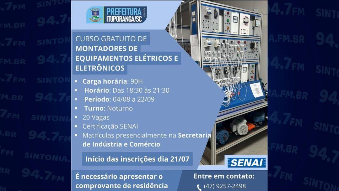 Inscrições estão abertas para curso gratuito de montadores de equipamentos elétricos e eletrônicos