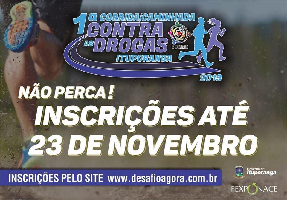 Inscrições para 1ª Corrida e Caminhada contra as Drogas em Ituporanga encerram sábado (23)