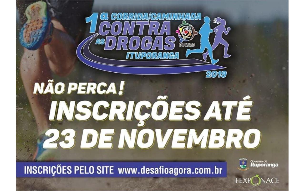 Inscrições para 1ª Corrida e Caminhada contra as Drogas em Ituporanga encerram sábado (23)