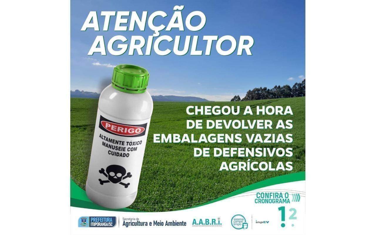 Ituporanga finaliza nesta quinta-feira (28) a campanha de recolhimento de embalagens vazias de agrotóxicos