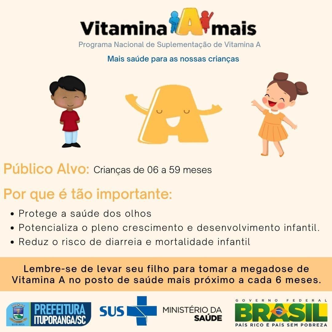 Mais de 1300 crianças de Ituporanga vão receber reforço de vitamina A