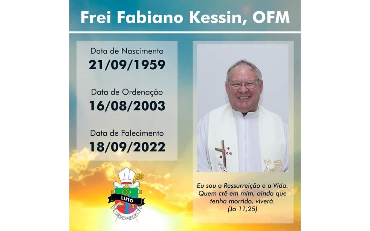 Morre aos 62 anos Frei Fabiano, vigário da Paróquia Santo Estevão