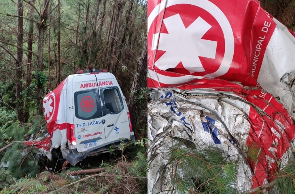 Motorista de ambulância morre em saída de pista na BR-282 em Bom Retiro