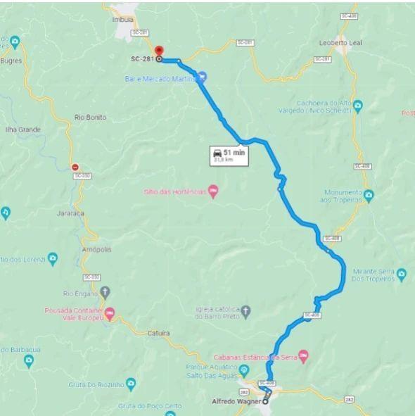 Motoristas que precisam deslocar-se de Ituporanga à Alfredo Wagner ou vice-versa devem utilizar rotas alternativas