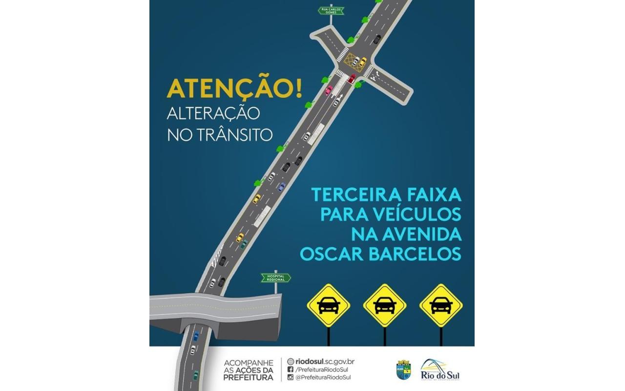 Mudança no trânsito em Rio do Sul: não será mais permitido estacionar em parte da Avenida Oscar Barcelos