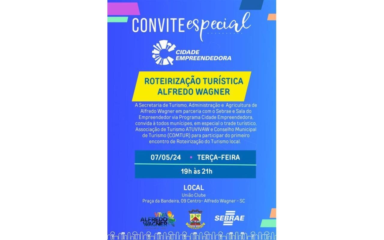 Na próxima terça-feira em Alfredo Wagner será realizada a roteirização turística do município