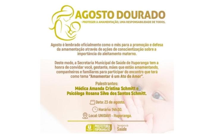 Palestra nesta quarta-feira (23) em Ituporanga irá tratar sobre a importância do aleitamento materno