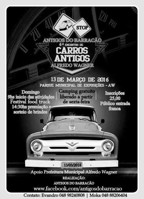6º Encontro de carros antigos acontece no mês de março em Alfredo Wagner  
