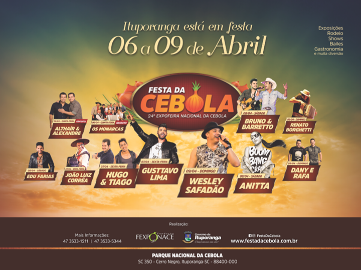 Abertas Inscrições para expositores de cebola na 24ª Expofeira Nacional da cebola de Ituporanga
