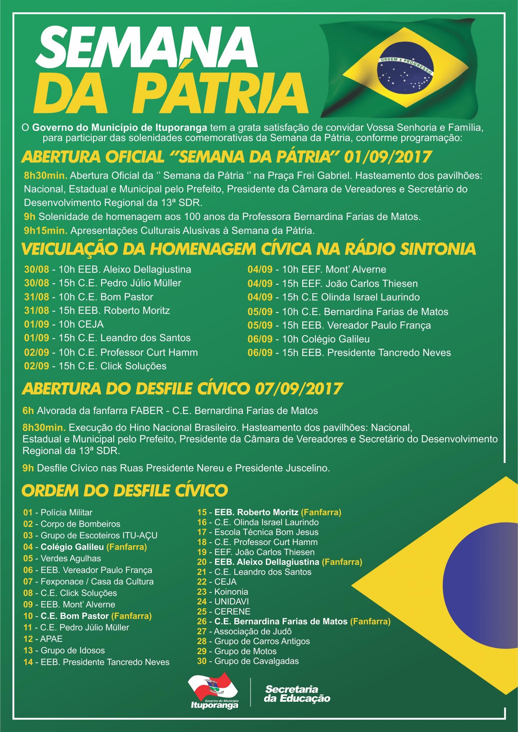 Abertura da Semana da Pátria foi realizada nesta sexta em Ituporanga