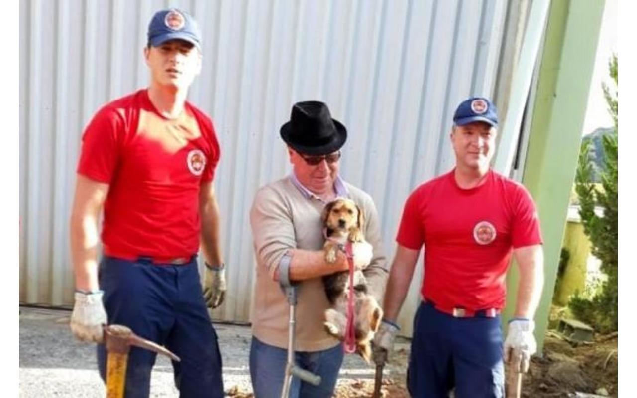 Bombeiros resgatam cachorro preso em tubulação em Ituporanga