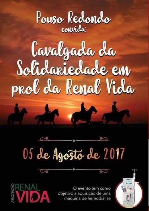 Cavalgada da Solidariedade em prol do Renal Vida inicia nesta sexta-feira, em Pouso Redondo