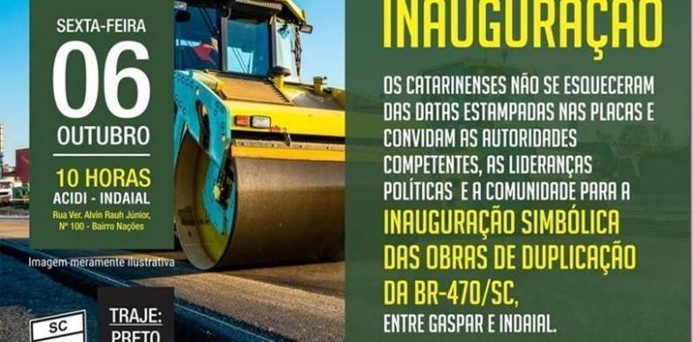 Comitiva do Alto Vale participa de inauguração simbólica da duplicação da BR-470, em Indaial