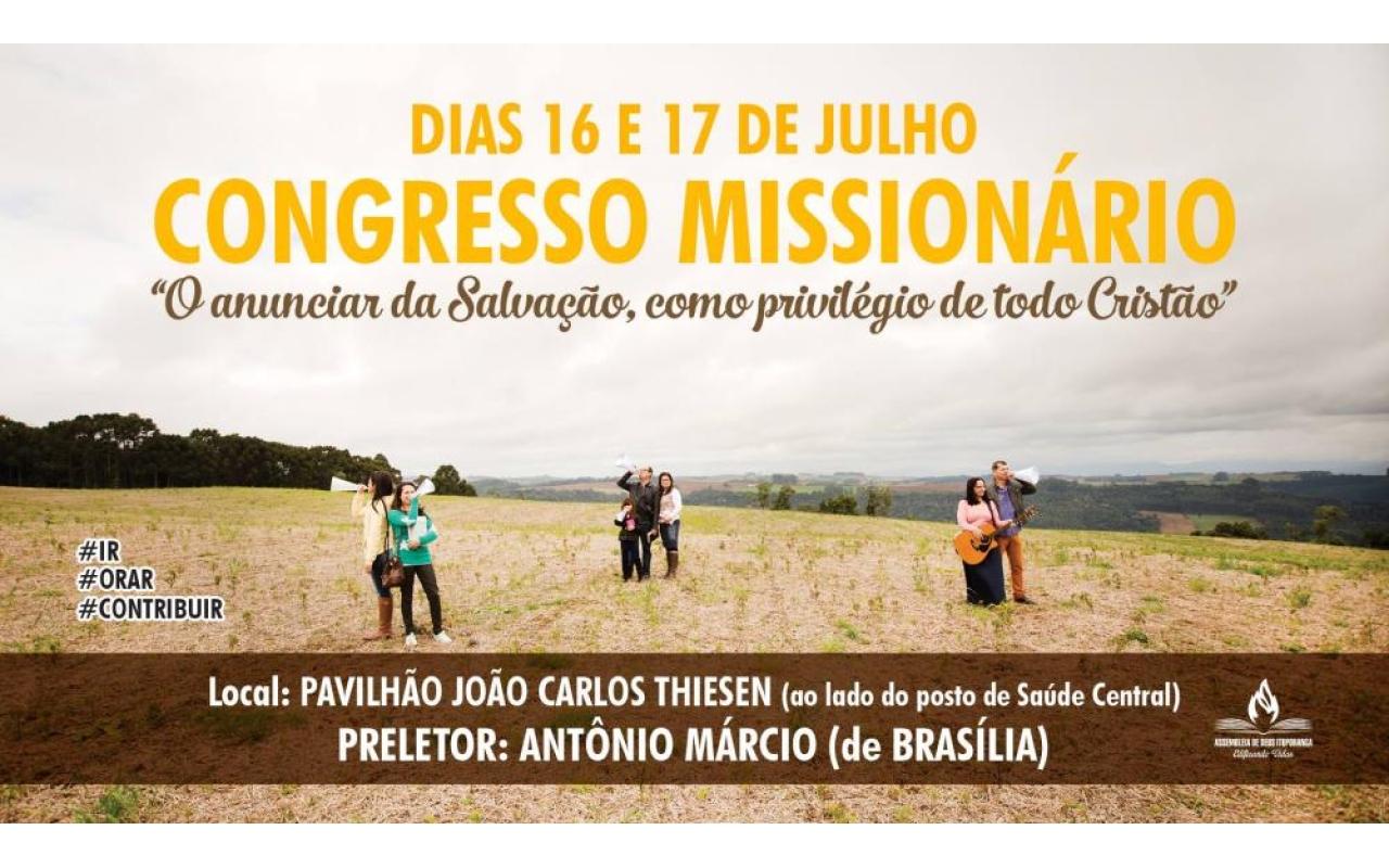 Congresso Missionário será realizado no final de semana em Ituporanga