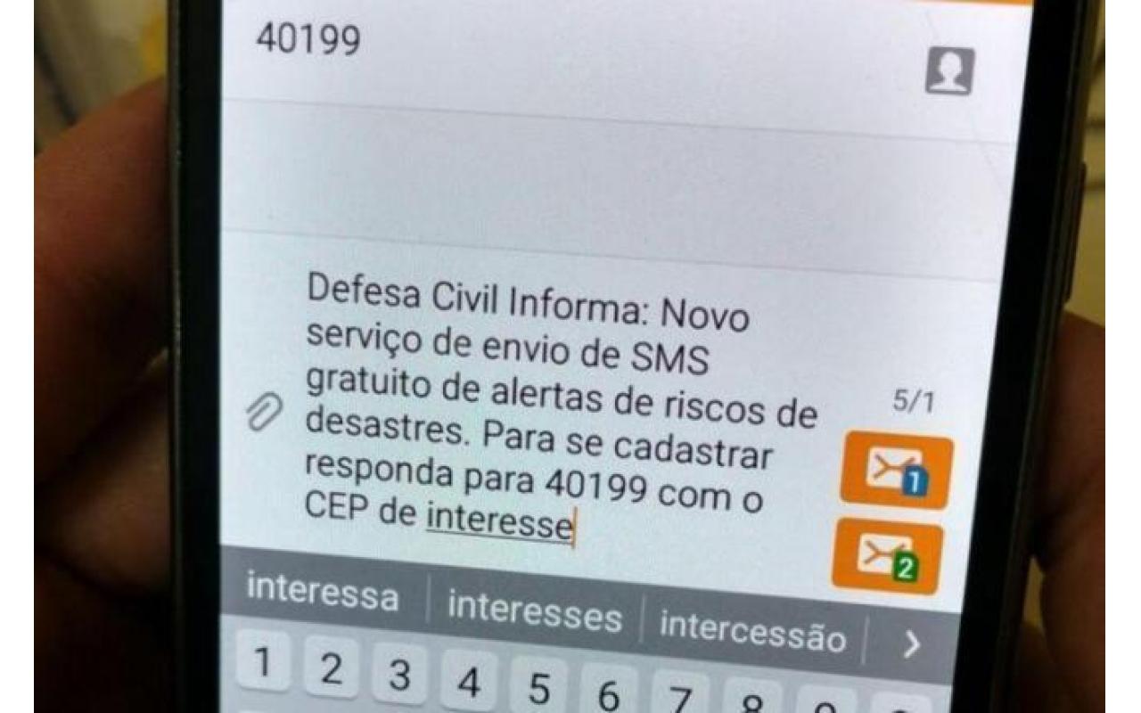 Defesa Civil inicia cadastro de contatos para enviar alertas a população