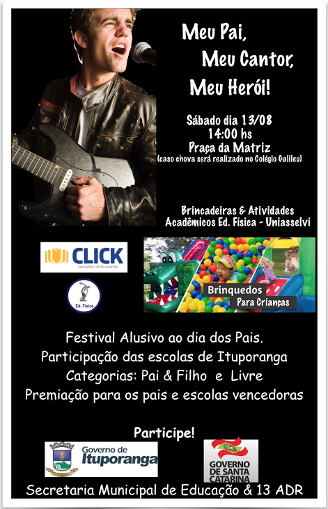 Festival de música em comemoração ao dia dos pais será realizado em Ituporanga