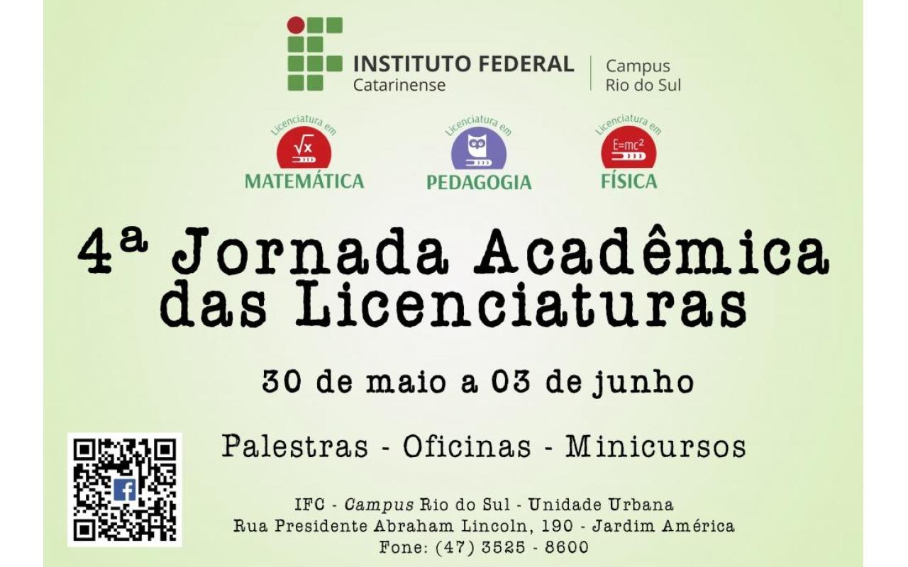 IFC de Rio do Sul promove 4ª Jornada Acadêmica das Licenciaturas