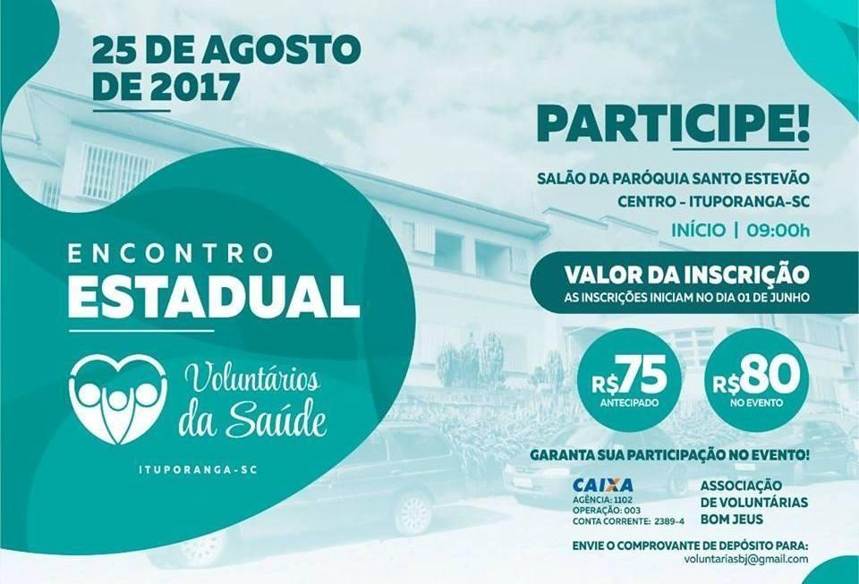 Ituporanga sedia nesta sexta-feira o XI Encontro Estadual de Voluntários da Saúde