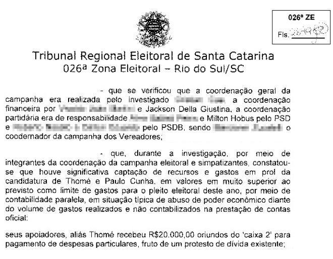 Justiça vai ouvir 35 pessoas citadas em investigação que apura prática de caixa 2 em Rio do Sul
