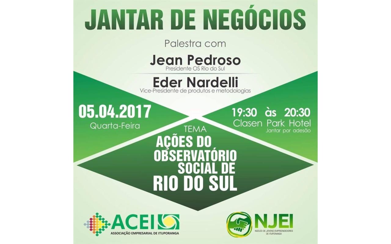 Núcleo de Jovens Empreendedores de Ituporanga realiza primeiro Jantar de Negócios de 2017