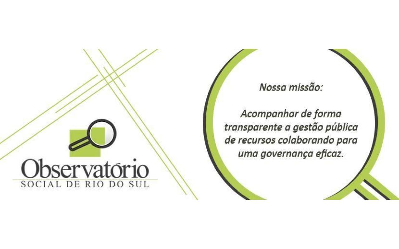 Observatório Social de Rio do Sul apresentará os resultados do trabalho da entidade referente ao terceiro quadrimestre de 2017