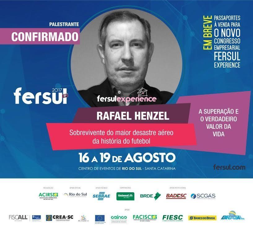 Rafael Henzel estará no Congresso Empresarial da FERSUL 2017