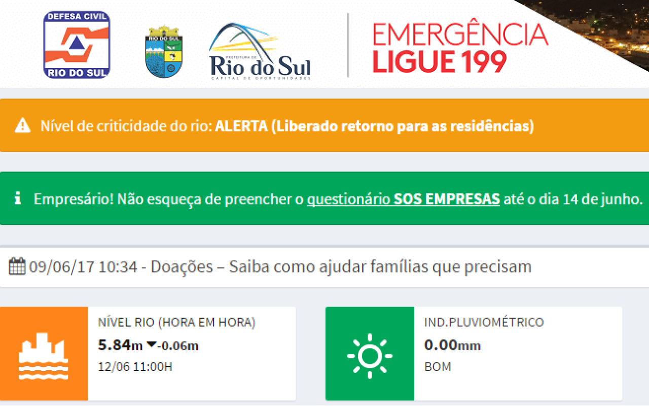Site da Defesa Civil de Rio do Sul tem mais de três milhões de acessos durante a enchente