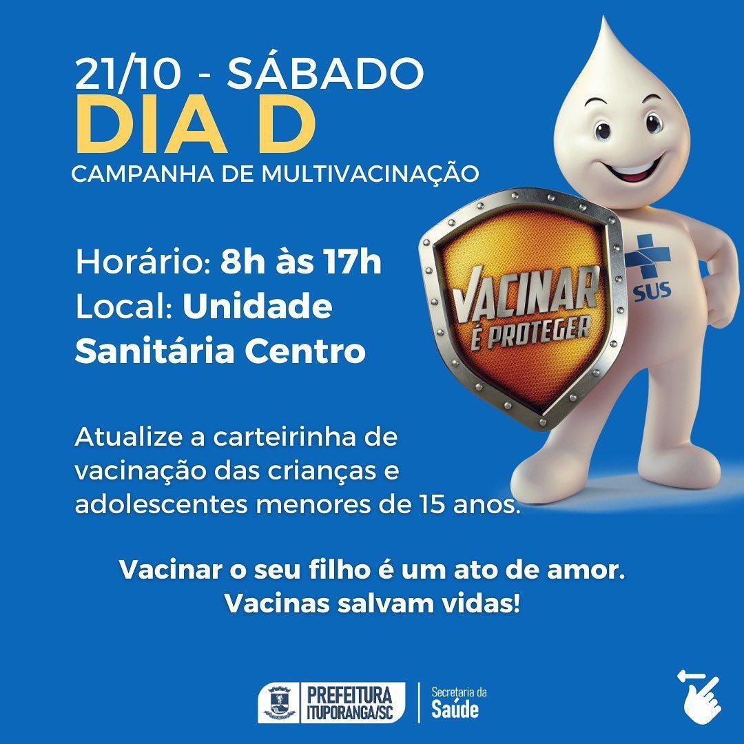 O dia de Campanha de Multivacinação em Santa Catarina é neste sábado (21)