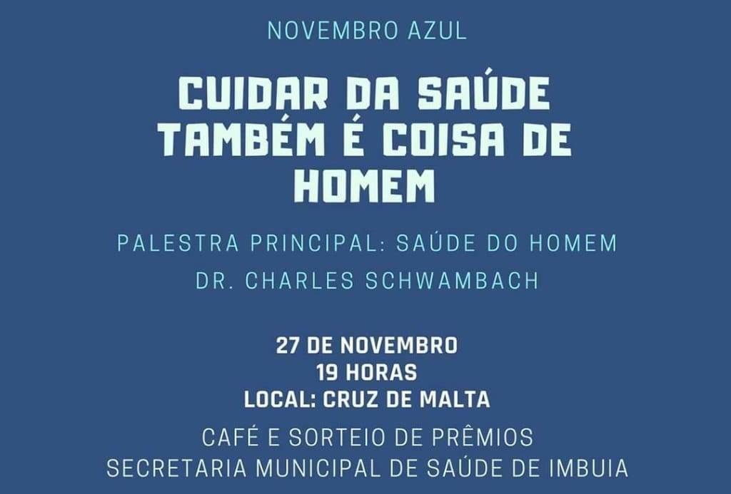 Palestra alusiva ao Novembro Azul será realizada em Imbuia