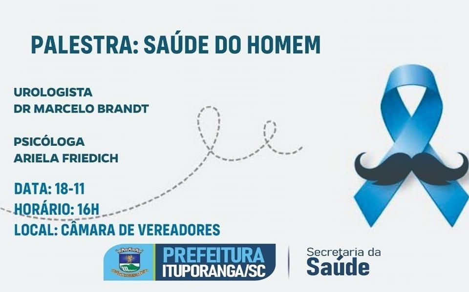 Palestra alusiva ao Novembro Azul será realizada em Ituporanga nesta quinta (18) 
