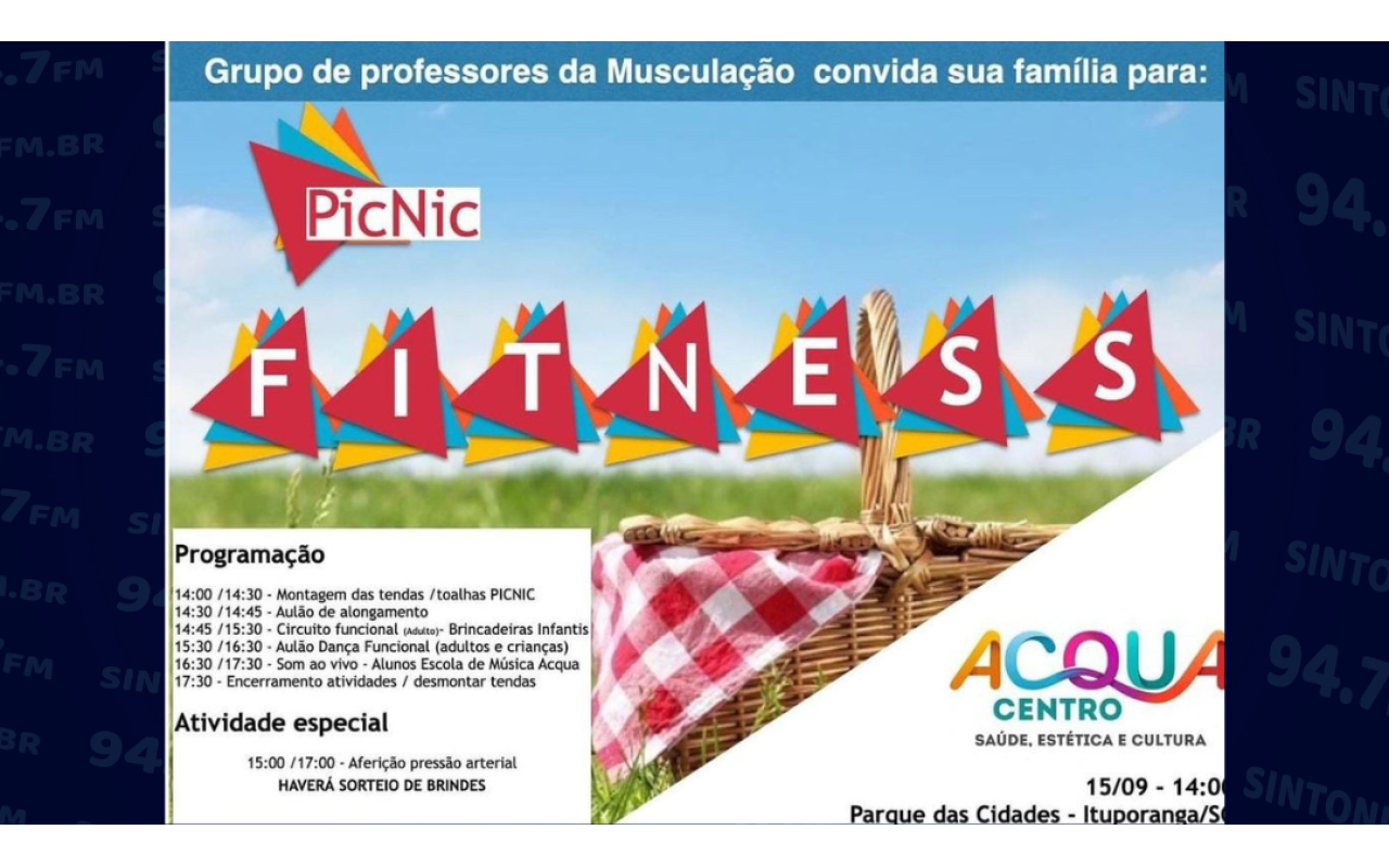PicNic Fitness será realizado no Parque da Cidade em Ituporanga neste domingo (15)