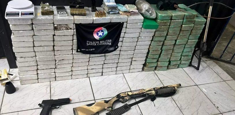 PM de SC apreende carga milionária de drogas; prejuízo para o tráfico é de cerca de 4 milhões de reais