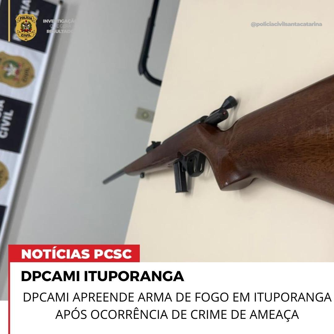 Polícia Civil apreende rifle durante investigação de ameaça em Ituporanga