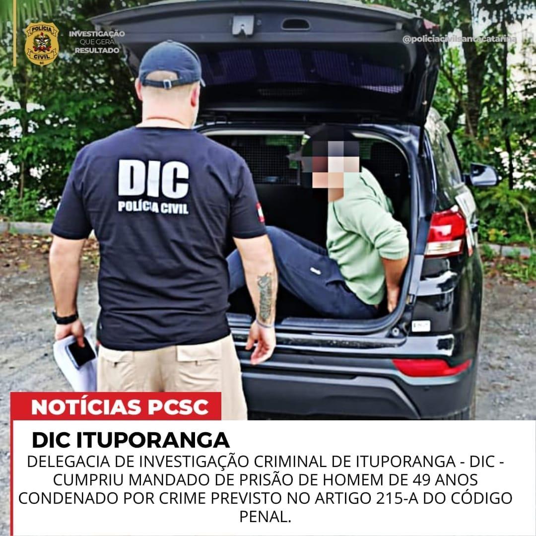 Polícia Civil prende homem condenado por crime sexual em Imbuia