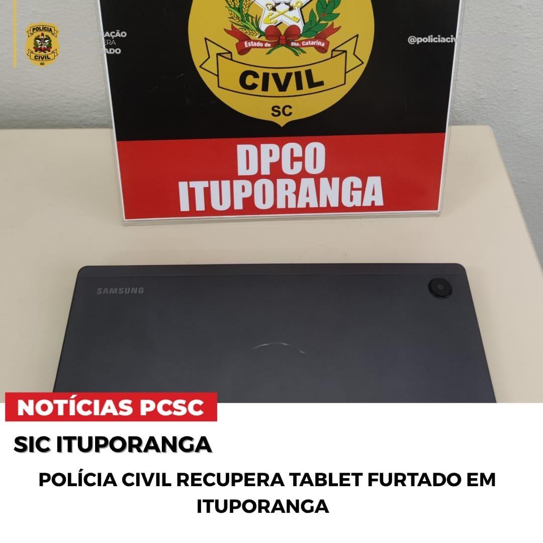 Polícia Civil recupera tablet furtado de pizzaria e prende dois homens por receptação em Ituporanga