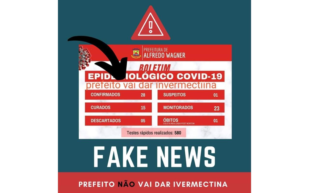 Prefeito de Alfredo Wagner desmente “fake news” e afirma que não vai distribuir invermectina para a população