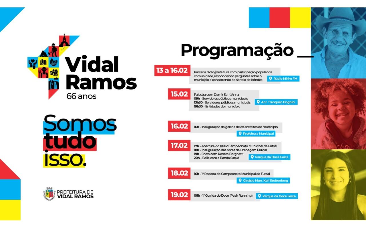 Programação alusiva ao aniversário de Vidal Ramos segue hoje (15) com palestras para os servidores municipais e entidades