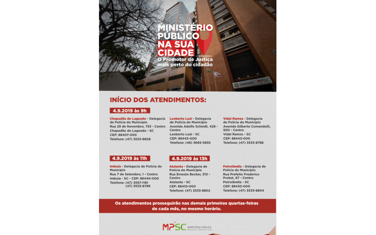 Promotorias de Justiça de Ituporanga lançam projeto "Ministério Público na sua cidade"