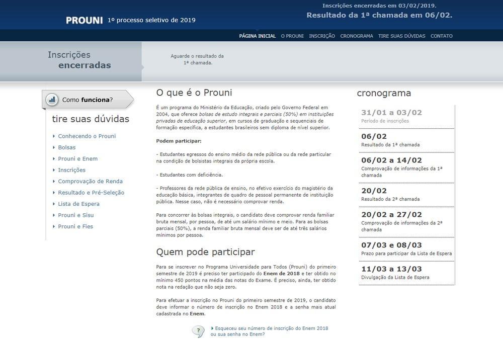 Prouni 2019 encerra inscrições; resultado sairá na quarta-feira