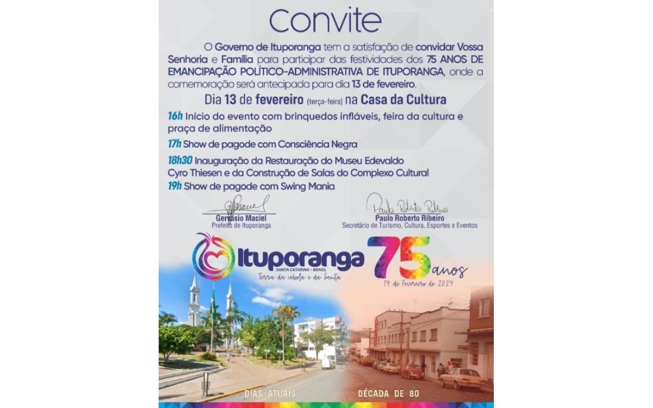 Próxima semana marca os 75 anos de Ituporanga