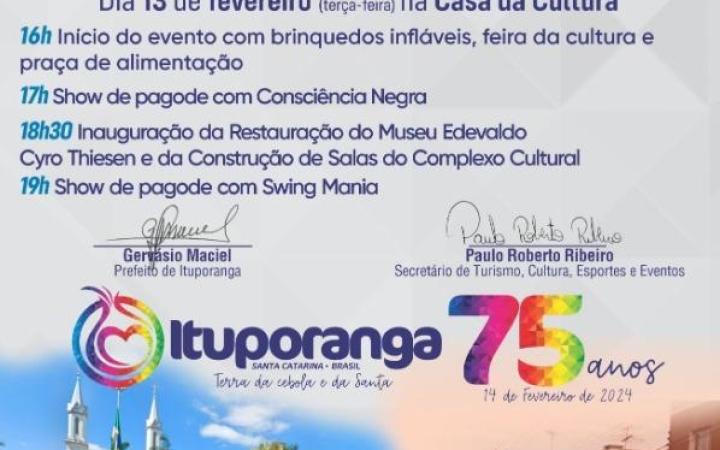 Próxima semana marca os 75 anos de Ituporanga