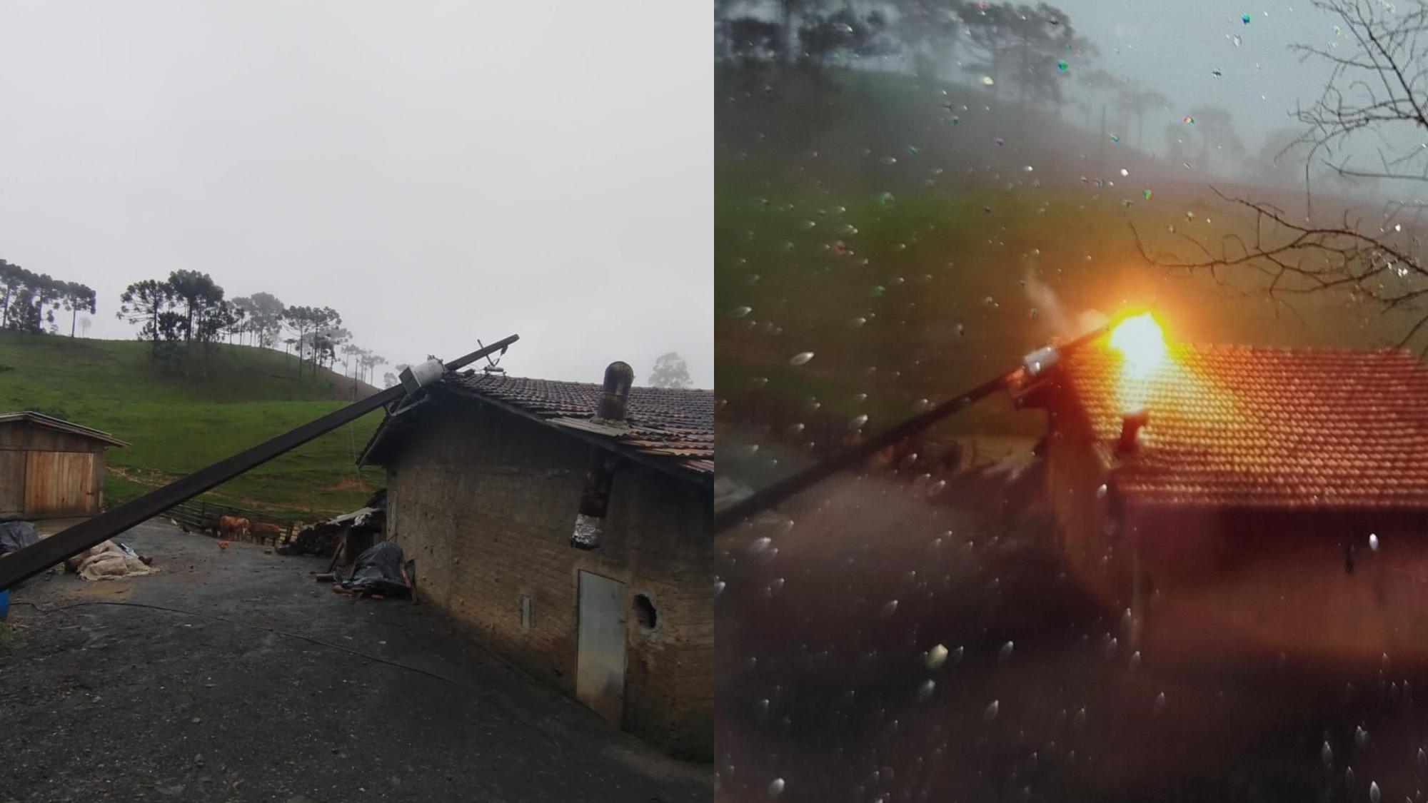 Queda de poste provoca princípio de incêndio no Alto Vale