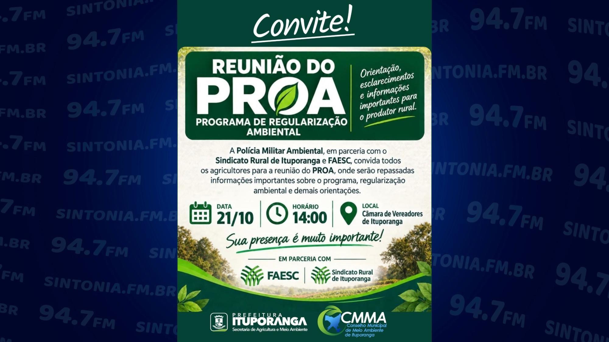 Reunião sobre o Programa de Regularização Ambiental (PRA) será realizada em Ituporanga nesta quarta-feira (21)
