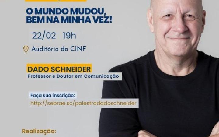 Rio do Sul recebe palestra gratuita de Dado Schneider